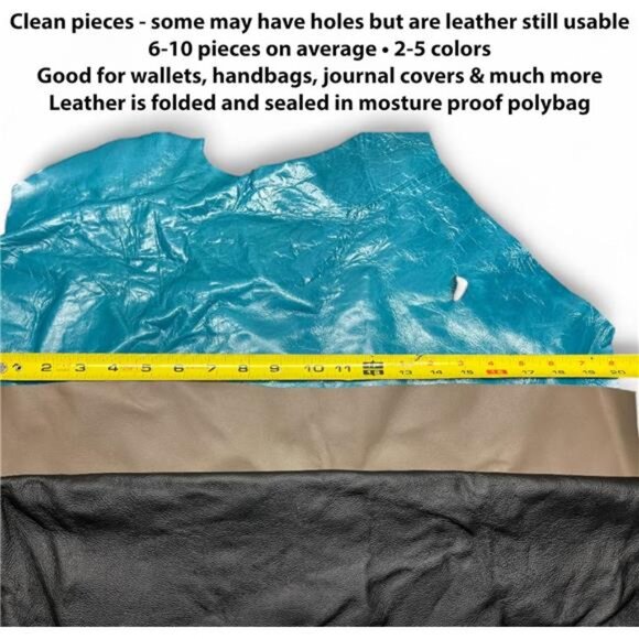 Leather Scraps - Soft and Flexible. New Larger Sizes. Mixed Colors. 2-7 Pieces - Picture 5 of 7